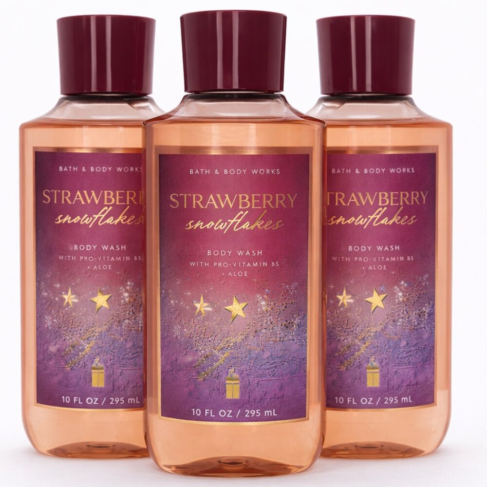 Bath & Body Works Body Wash Bundle STRAWBERRY SNOWFLAKES 3Pack NEW